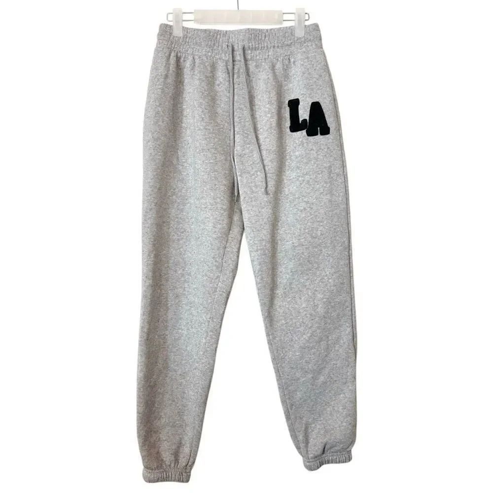 No Comment LA Heather Drawstring Fleece Jogger Sweatpants Gray Size Medium
